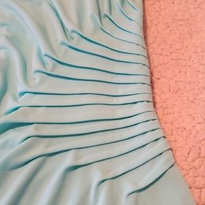 Calvin Klein aqua blue sleeveless top with ruched pleating detail at waist
